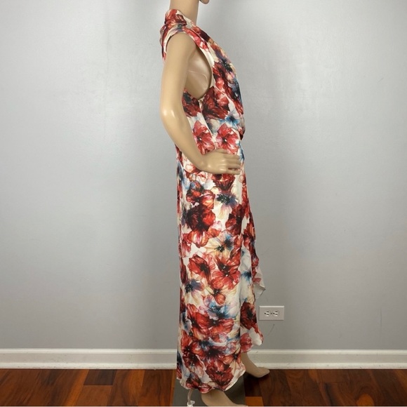 HAUTE HIPPIE FLORAL PRINT HIGH-LOW CHIFFON DRESS - Picture 4 of 7